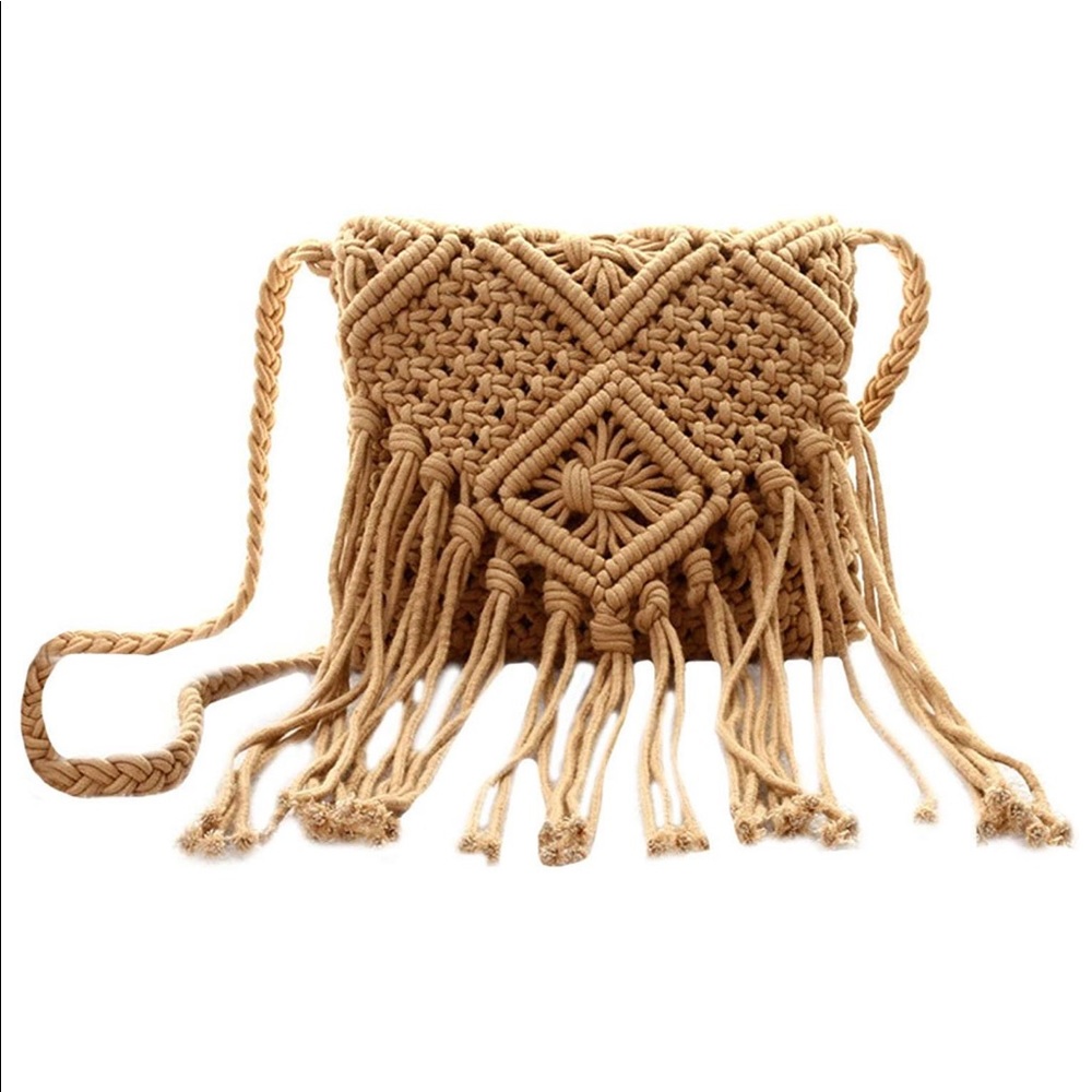 CROCHET FRINGED SHOULDER CROSSBODY BAG - Picture 3 of 7